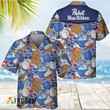Coconuts Tropical Beach Pabst Blue Ribbon Hawaiian Shirt