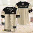 Sleek Black Vertical Striped Bud Light Baseball Jersey