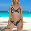 Summer Floral Blend Striped Miller Lite Bikini Set