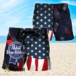 USA Tropical Flag Pabst Blue Ribbon Hawaiian Shorts