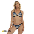 White Stripe Modelo Triangle Bikini Set Swimsuit