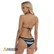 White Stripe Modelo Triangle Bikini Set Swimsuit