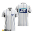 Bud Light White Stripe Pattern Polo Shirt