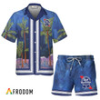 Pabst Blue Ribbon Star Print Bermuda Hawaiian Shirt & Shorts Set