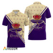 Crown Royal Purple and Beige Diagonal Polo Shirt