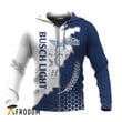 Personalized Busch Light White And Blue Cracking Hoodie & Zip Hoodie