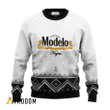 Personalized Modelo Negra White Reindeer Ugly Sweater