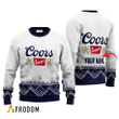 Personalized Coors Banquet White Reindeer Ugly Sweater