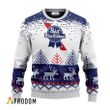 Personalized Pabst Blue Ribbon Reindeer Ugly Sweater