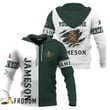 Personalized White and Green Jameson Claw Hoodie & Zip Hoodie