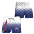 Pabst Blue Ribbon White And Blue Halftone Hawaiian Shorts