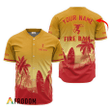 Personalized Fireball Whiskey Palm Tree Surfboard Baseball Jersey