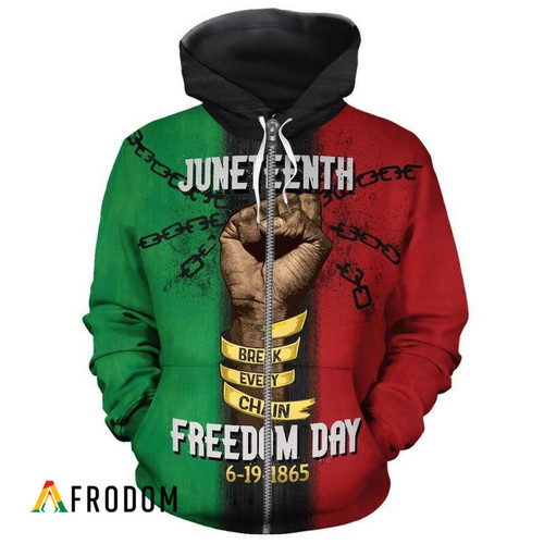 Juneteenth Freedom Day AOP Zip Hoodie