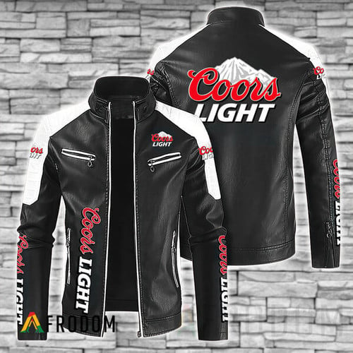 Premium Black Coors Light Beer Leather Jacket