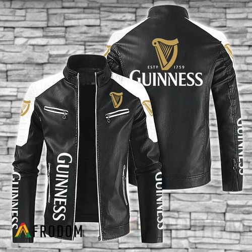 Premium Black Guinness Beer Leather Jacket