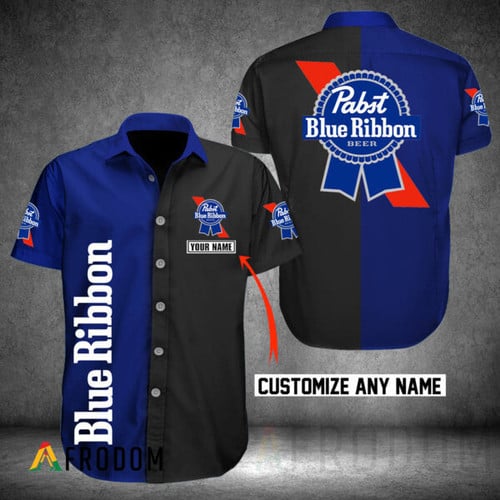 Personalized Multicolor Pabst Blue Ribbon Button Shirt