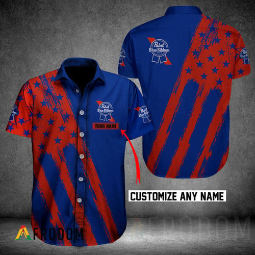 Personalized Pabst Blue Ribbon Button Shirt