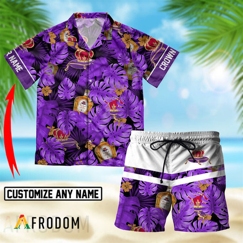 Personalized Tropical Monstera Leaf Crown Royal Hawaiian Shirt And Shorts Set