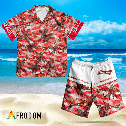 Personalized Tropical Budweiser Beer Hawaiian Shirt And Shorts Set