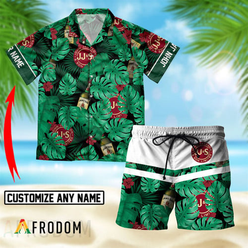 Personalized Tropical Monstera Leaf Jameson Hawaiian Shirt And Shorts Set