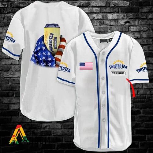 Personalized Vintage White USA Flag Twisted Tea Jersey Shirt