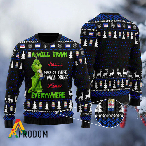 I Will Drink Hamm's Beer Everywhere Christmas Ugly Sweater