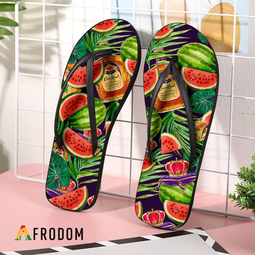 Funny Watermelon Aloha Crown Royal Flip Flops