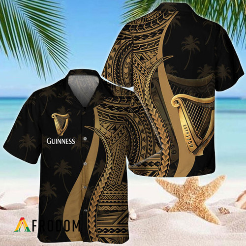Gold Polynesian Guinness Hawaiian Shirt