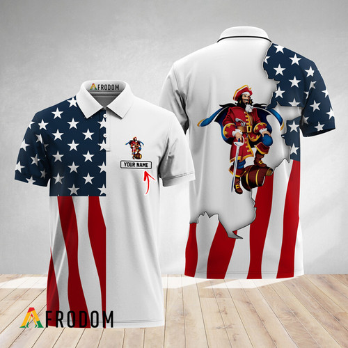 Personalized Captain Morgan American Flag Polo Shirt