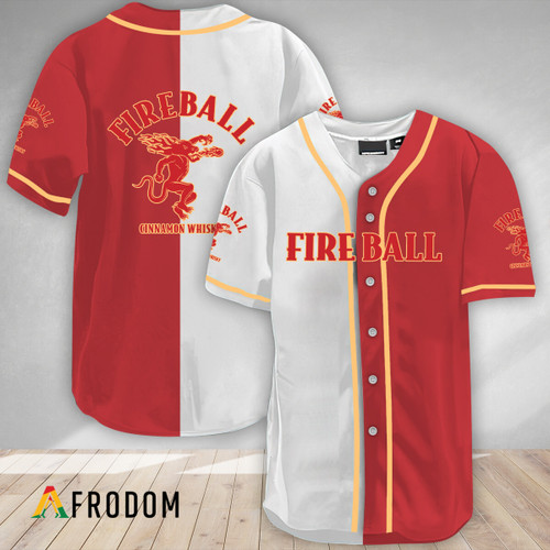 White And Red Split Fireball Whisky Baseball Jersey
