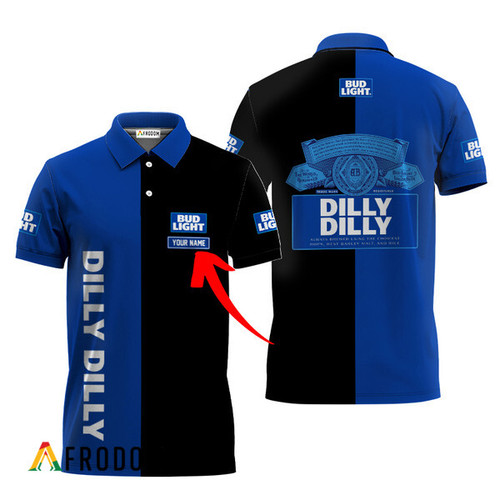 Personalized Bud Light Black Blue Dilly Dilly Polo Shirt