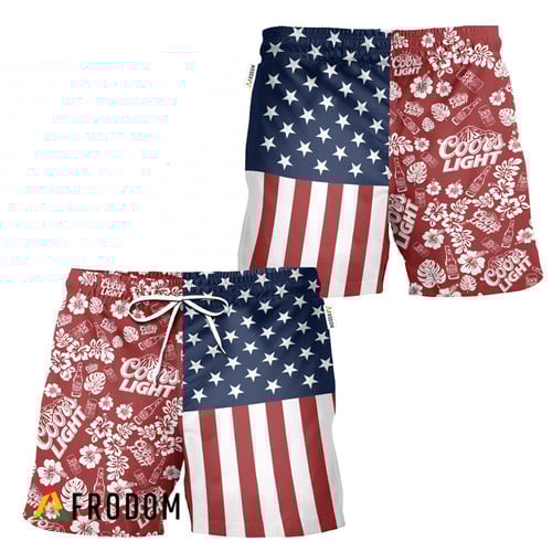 Coors Light Patriotic Tropical Hawaiian Shorts