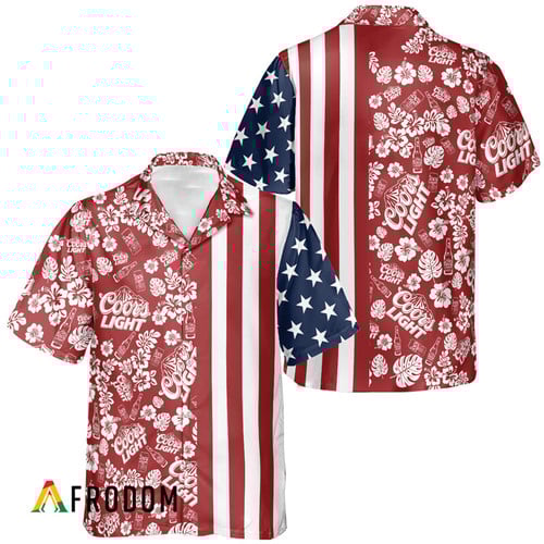 Coors Light Patriotic Tropical Hawaiian Shirt