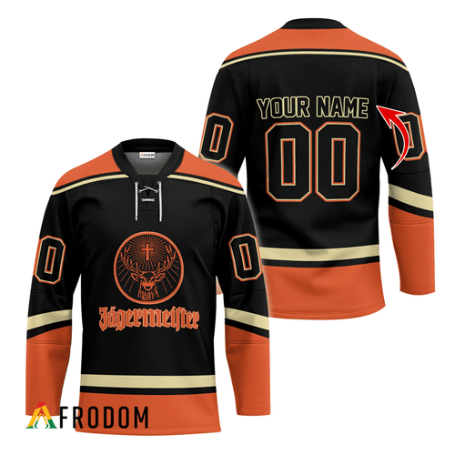 Personalized Jagermeister Black And Orange Hockey Jersey