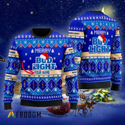 Personalized Merry Bud Light Christmas Ugly Sweater