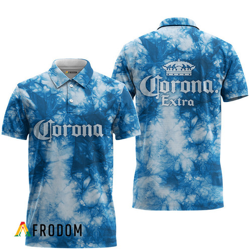 Corona Extra Blue Tie-dye Polo Shirt