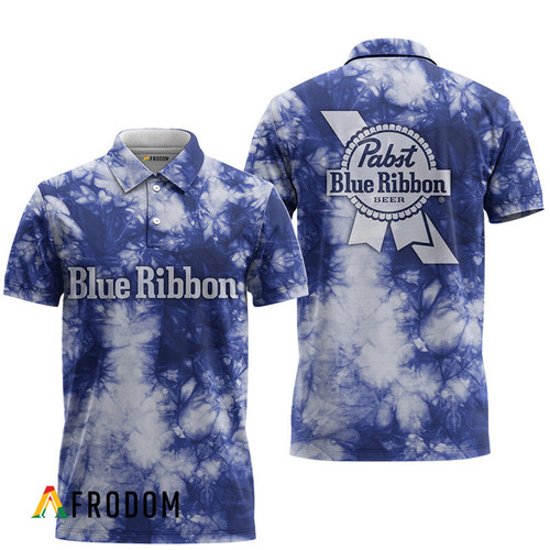 Pabst Blue Ribbon Blue Tie-dye Polo Shirt