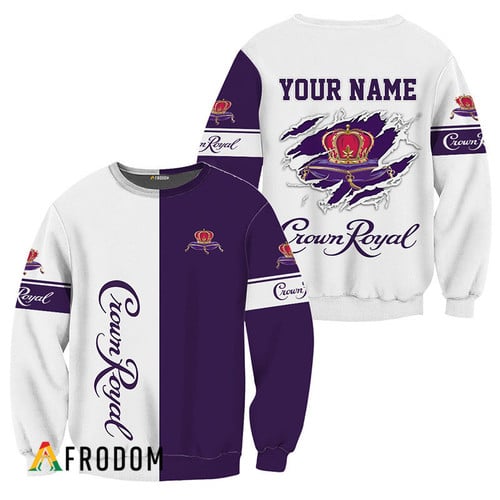Personalized White and Purple Crown Royal Claw Sweatshirt