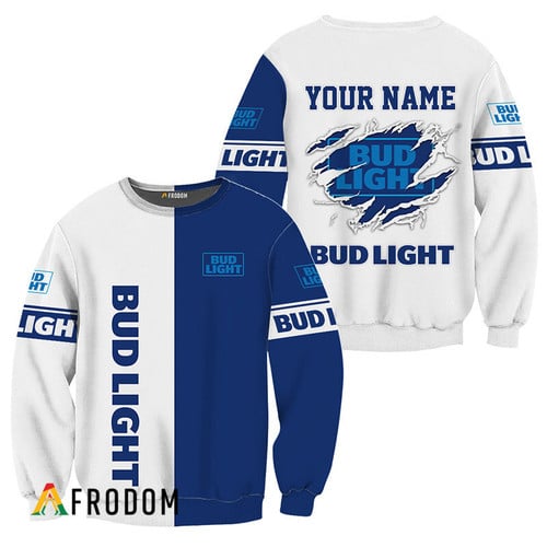 Personalized White and Blue Bud Light Claw Sweatshirt