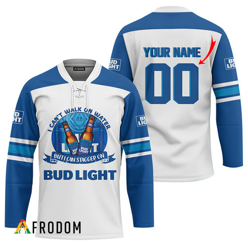 Personalized I Can Stagger On Bud Light Hockey Jersey