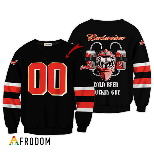 Personalized Cold Budweiser Hockey Guy Sweatshirt