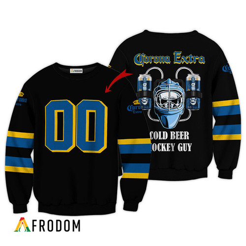 Personalized Cold Corona Extra Hockey Guy Sweatshirt