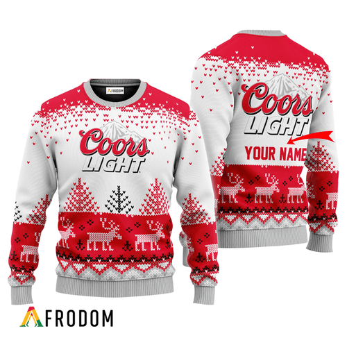 Personalized Coors Light Reindeer Ugly Sweater