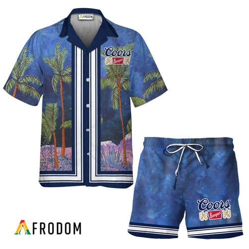 Coors Banquet Star Print Bermuda Hawaiian Shirt & Shorts Set