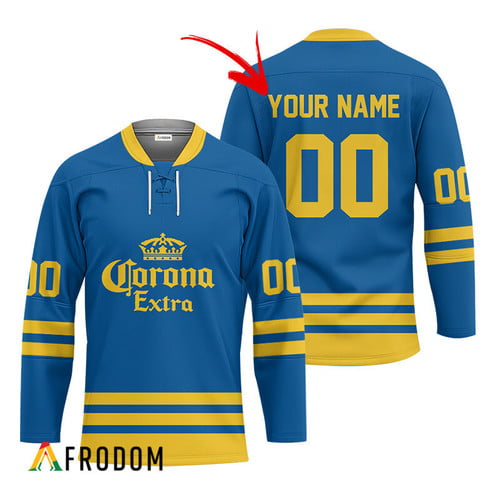 Personalized Corona Extra Blue Retro Hockey Jersey