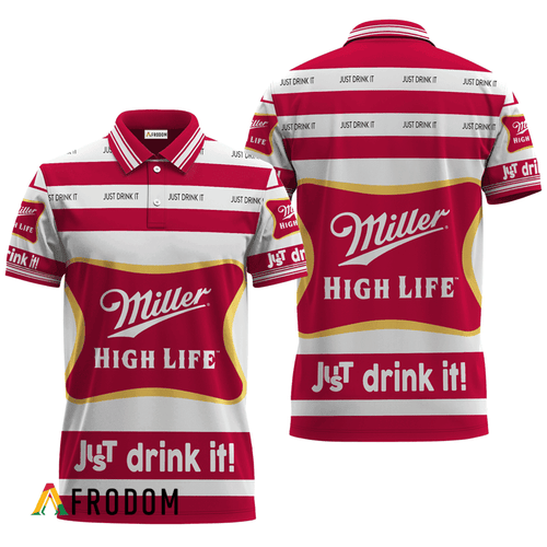 Miller High Life White Just Drink It Polo Shirt