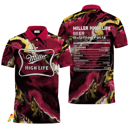 Miller High Life Pink Abstract Liquid Marble Polo Shirt