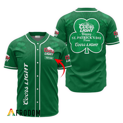 Personalized Happy St. Patrick's Day From Coors Light Baseball Jersey