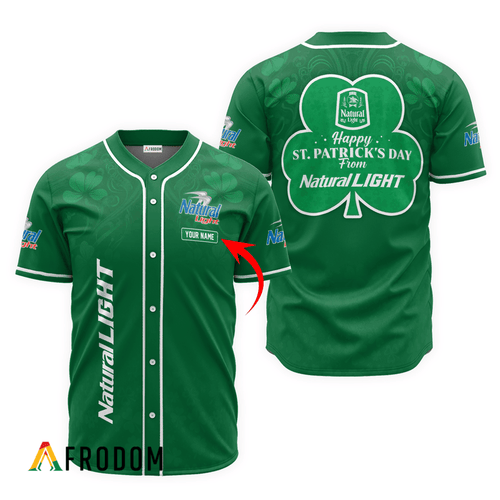 Personalized Happy St. Patrick's Day From Natural Light Baseball Jersey