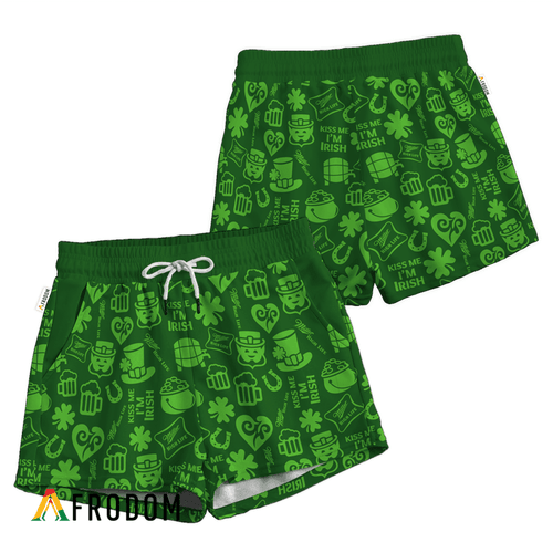 Miller High Life St. Patrick's Day Doodle Pattern Women's Casual Shorts